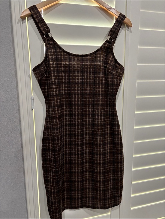 Planet Gold Dresses & Skirts - Planet Gold Brown Plaid Mini Sheath Dress